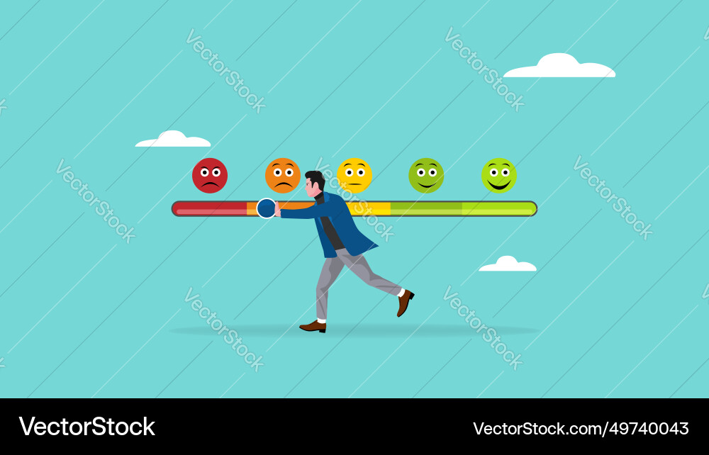 Negative feedback with man pushing rating bar Vector Image