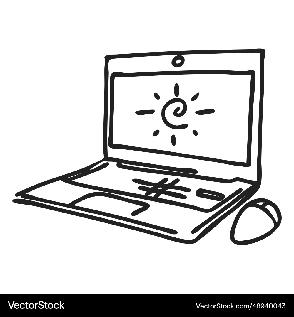Notebook computer doodle Notebook computer doodle vector image