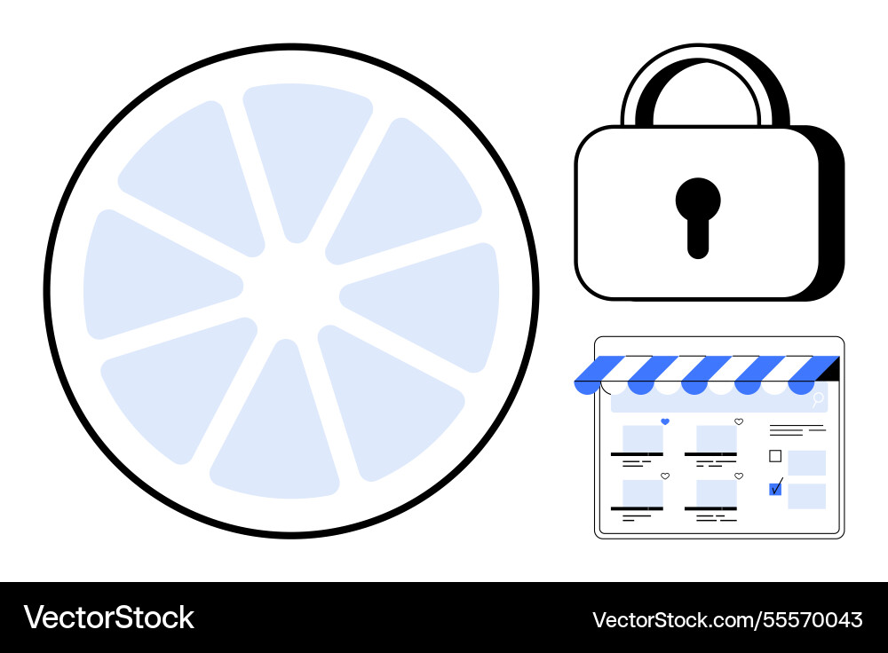 Online security and data encryption elements Vector Image