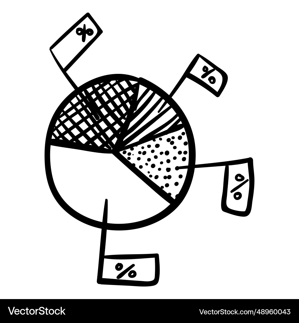 Proportion pie chart doodle Royalty Free Vector Image