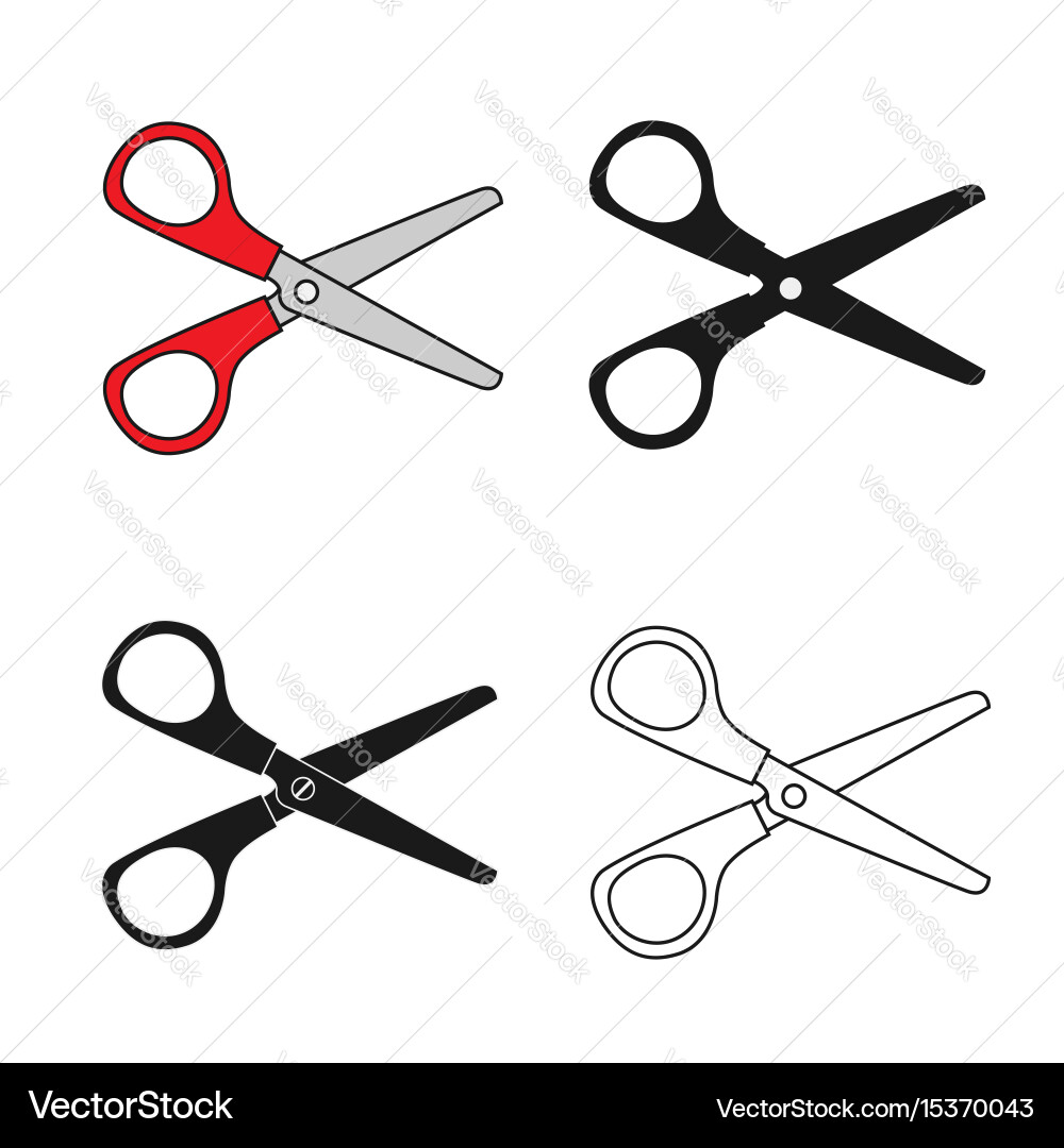 Red Scissors Set Isolated Vector Image