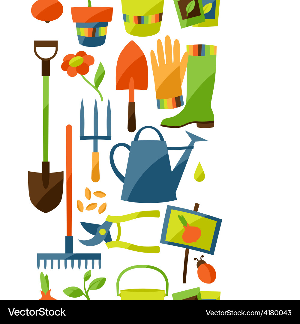 Seamless pattern with garden design elements vector image