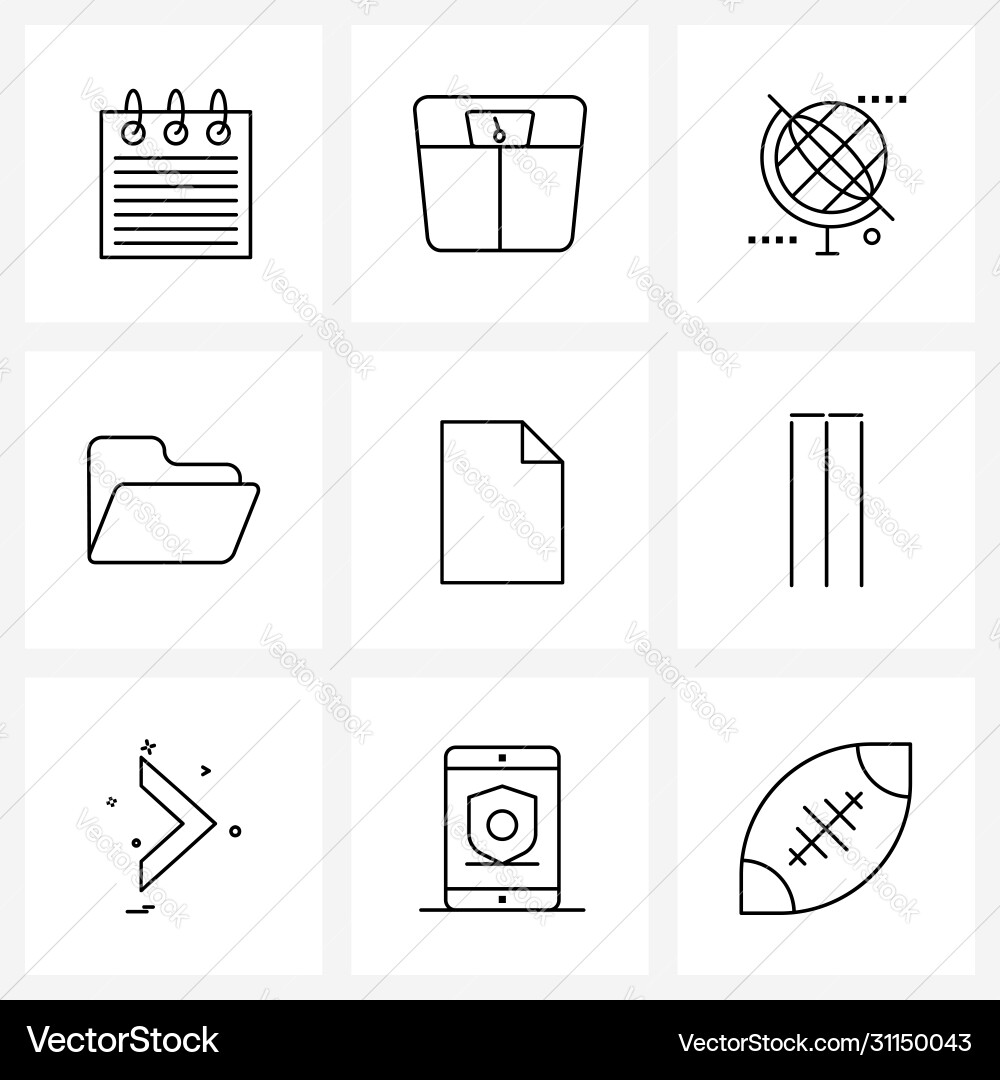 Set 9 simple line icons data document vector image
