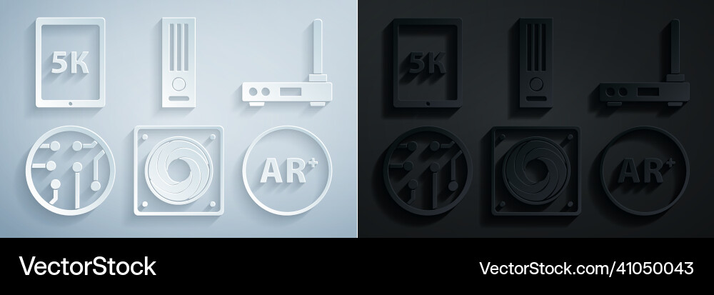 Set computer cooler router and wi-fi signal Set computer cooler router and wi-fi signal vector image