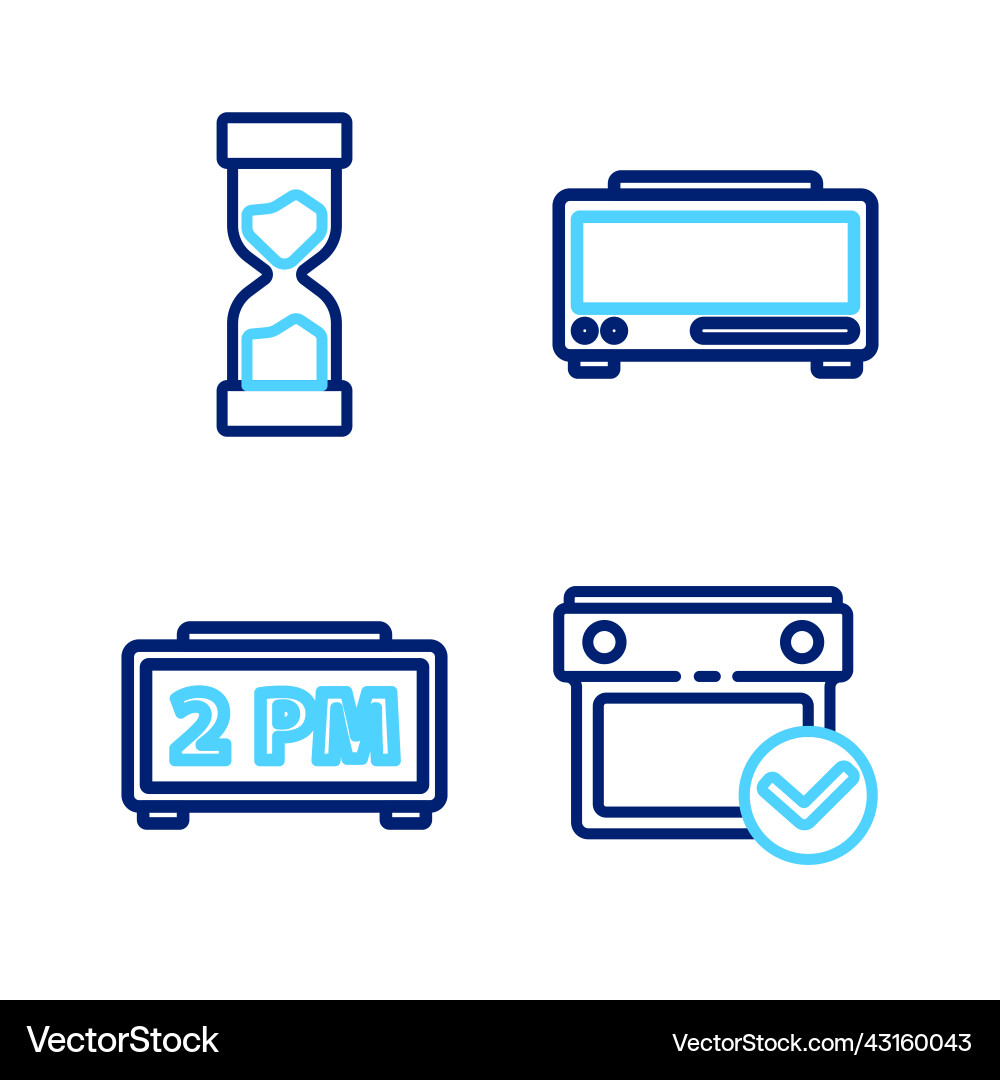 Set line calendar with check mark digital alarm Vector Image