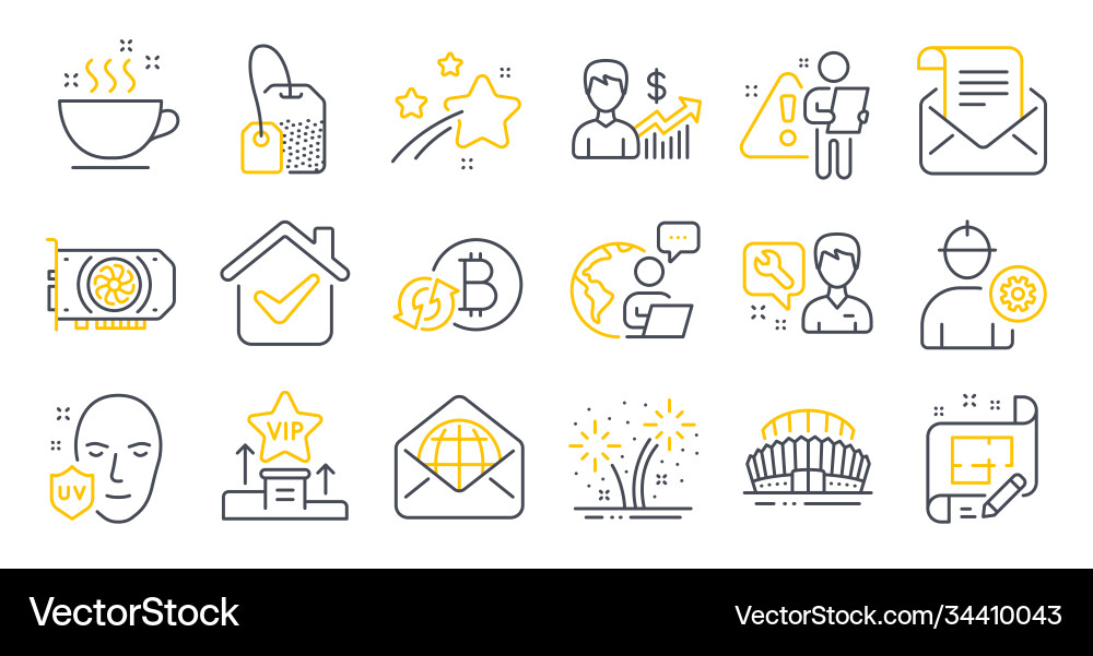 Set line icons such as fireworks refresh Set line icons such as fireworks refresh vector image