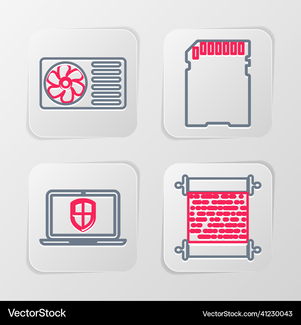 Set line paper scroll server with shield sd card Vector Image