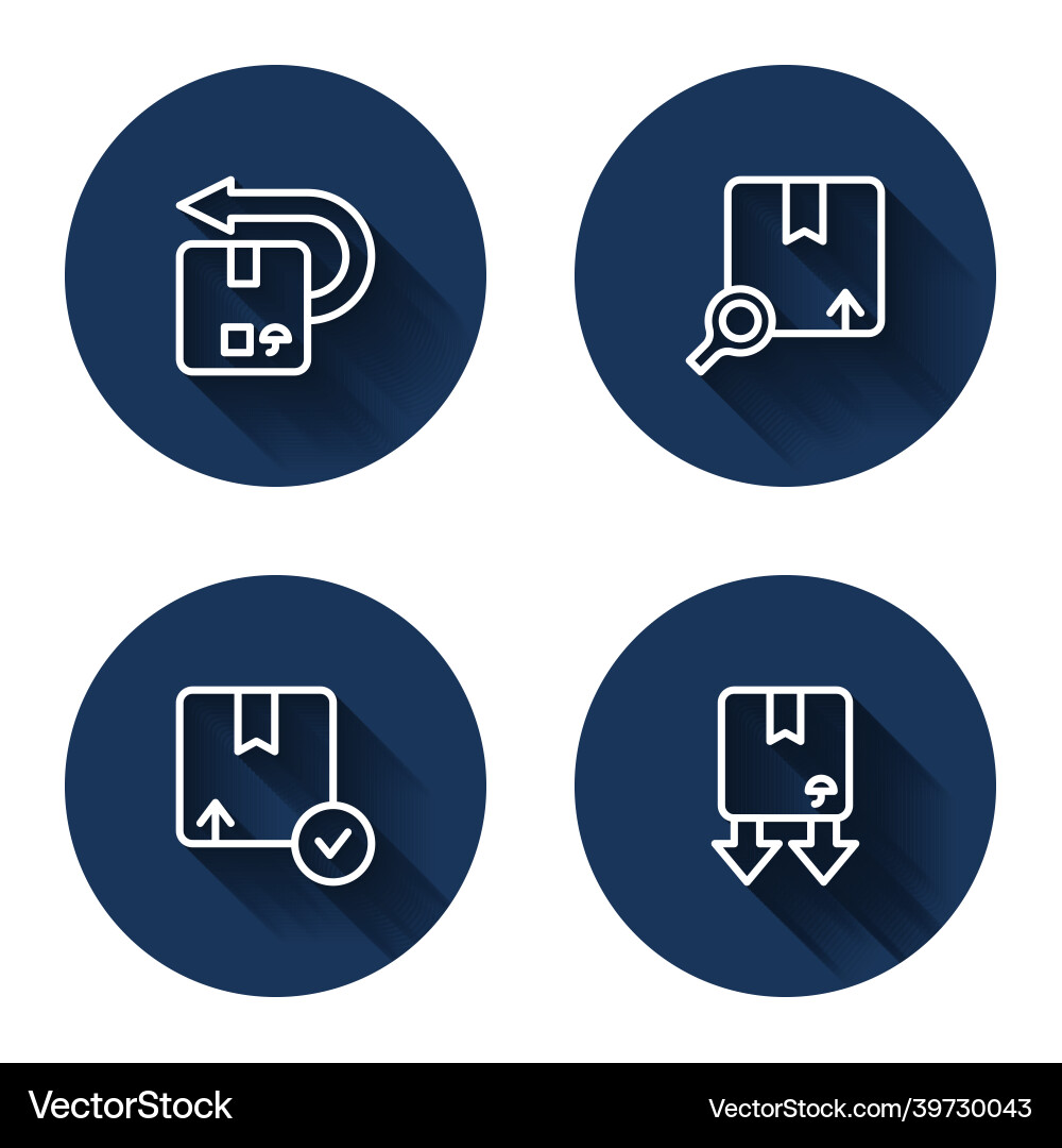 Set line return cardboard box search package Set line return cardboard box search package vector image