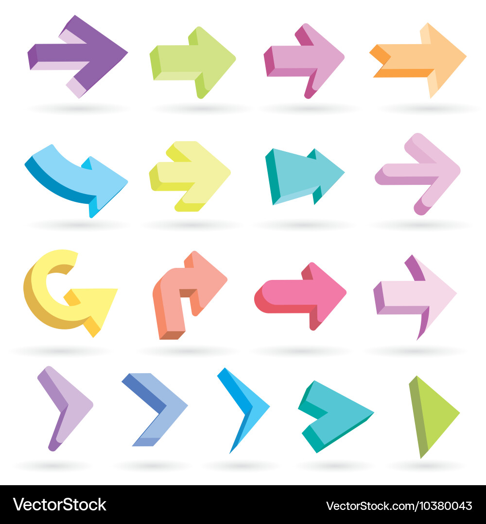Set of icons pointer arrows 3d vector image