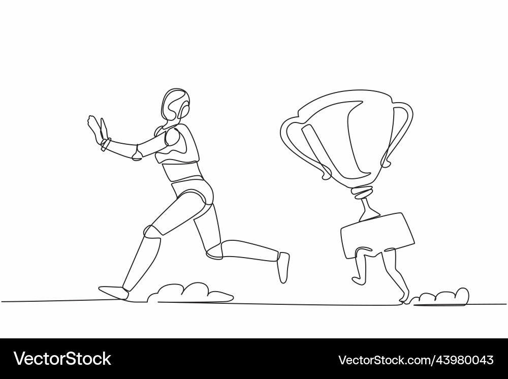 Single continuous line drawing stressed robot Single continuous line drawing stressed robot vector image
