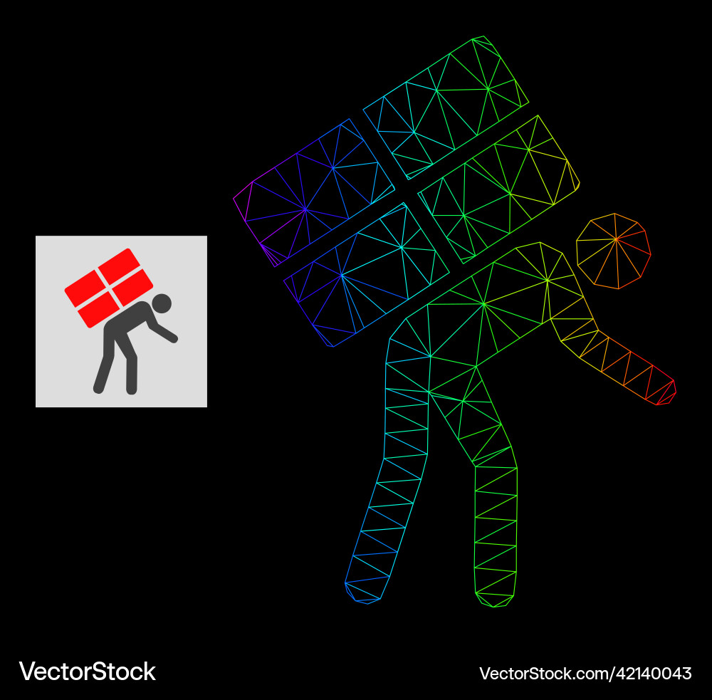 Spectrum gradiented polygonal net refugee icon vector image