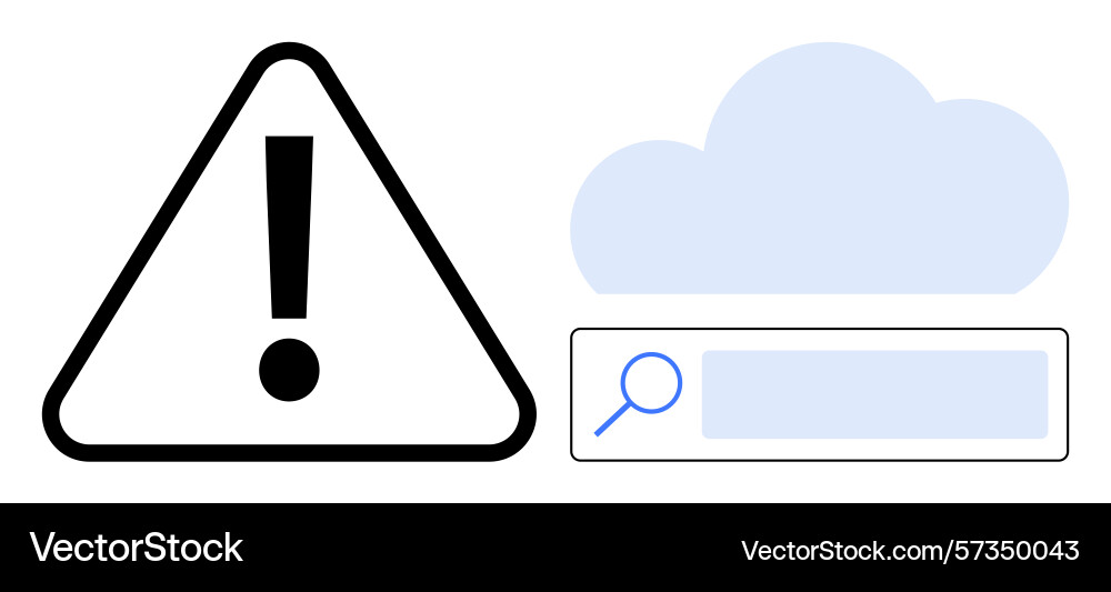 Warning alert with cloud storage and search bar Warning alert with cloud storage and search bar vector image