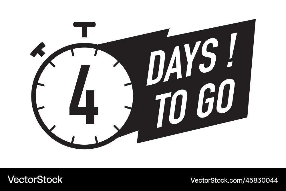 4 days to go timer symbol black color vector image