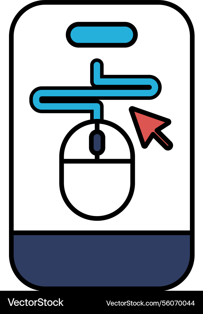A mouse is pointing to button on phone A mouse is pointing to button on phone vector image