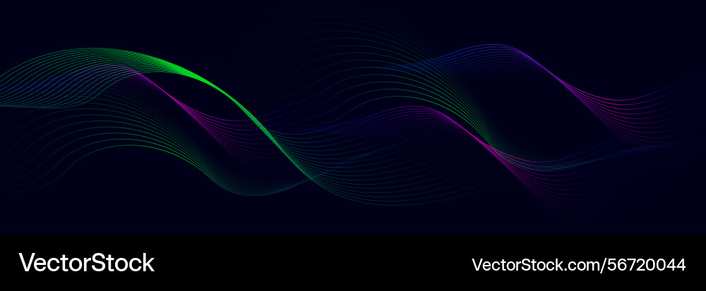 Abstract colorful wave lines on dark background Vector Image