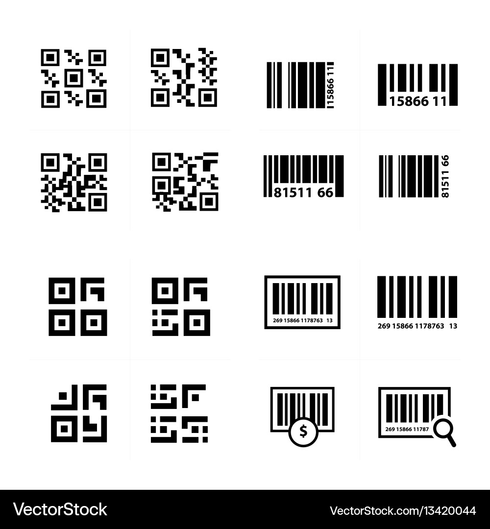 Barcode and qr code set vector image