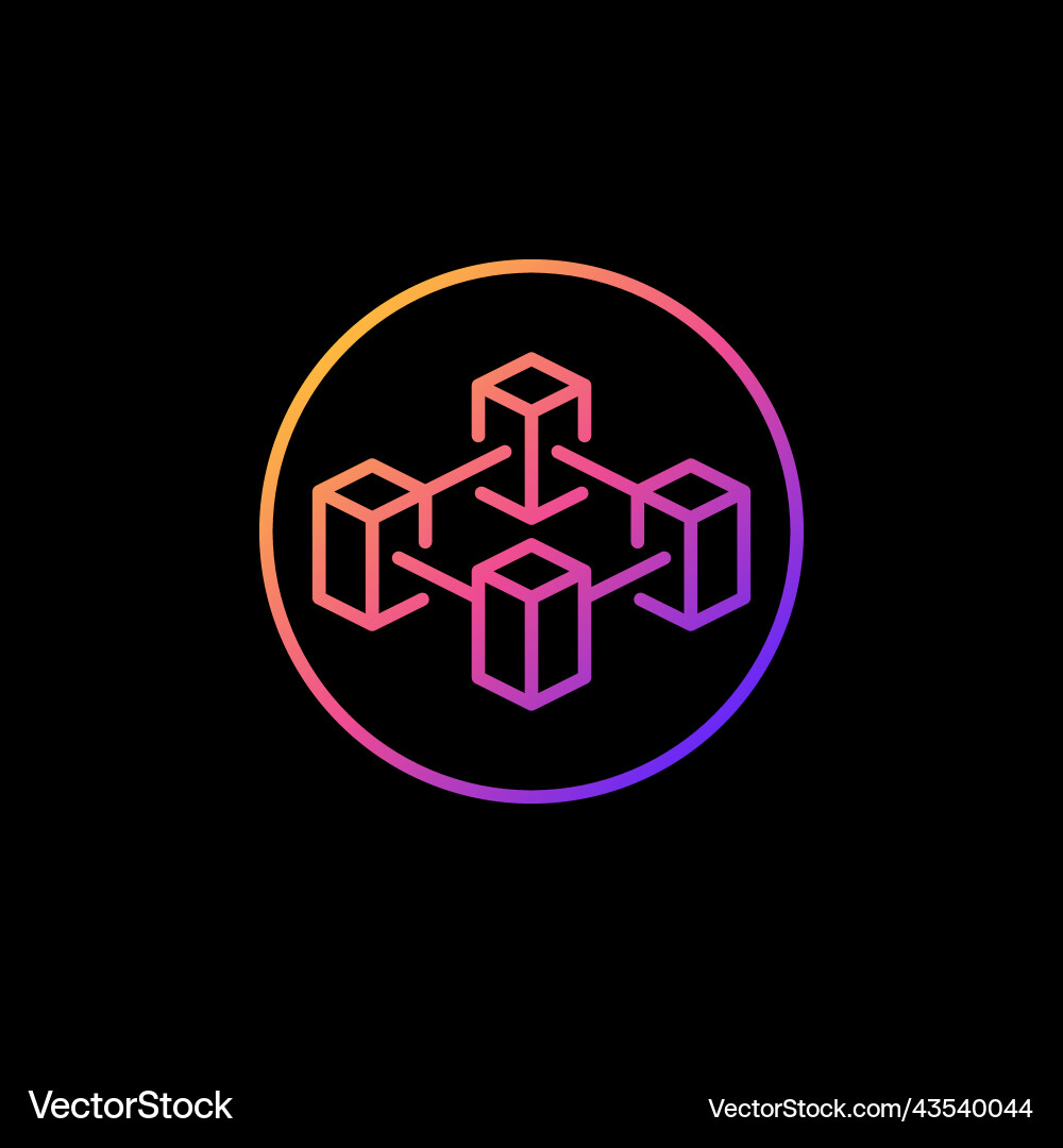 Blockchain in circle line colored icon block Blockchain in circle line colored icon block vector image