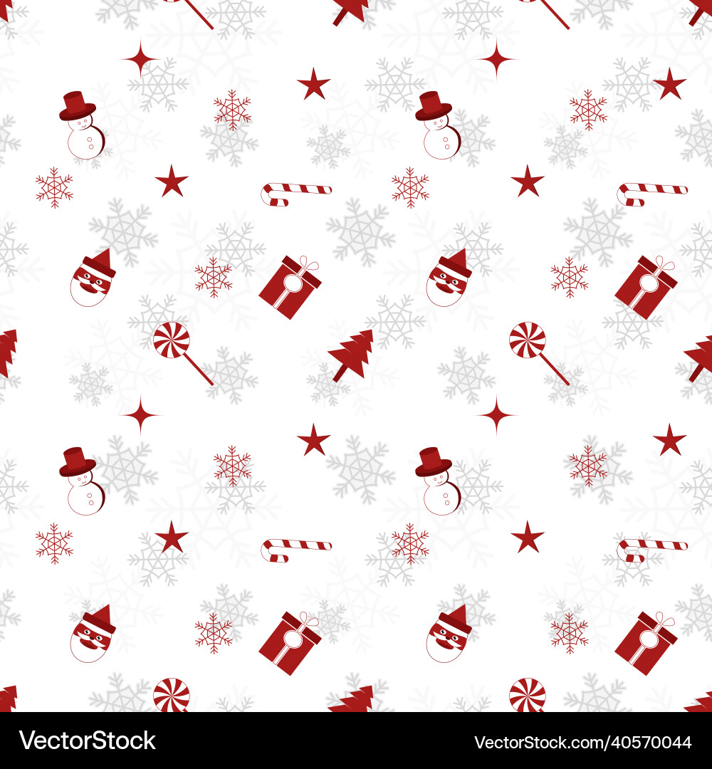 Christmas object silhouette repeat pattern in red Christmas object silhouette repeat pattern in red vector image