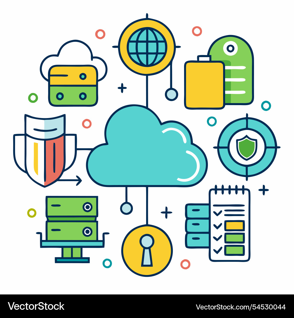 Cloud server security concept ideal for tech Vector Image