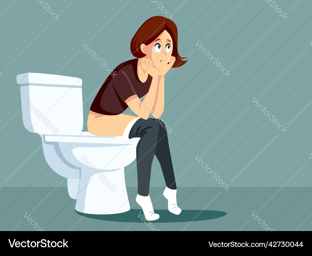 Constipated Woman on Toilet – Royalty-Free Vector | VectorStock, image size:1000x821