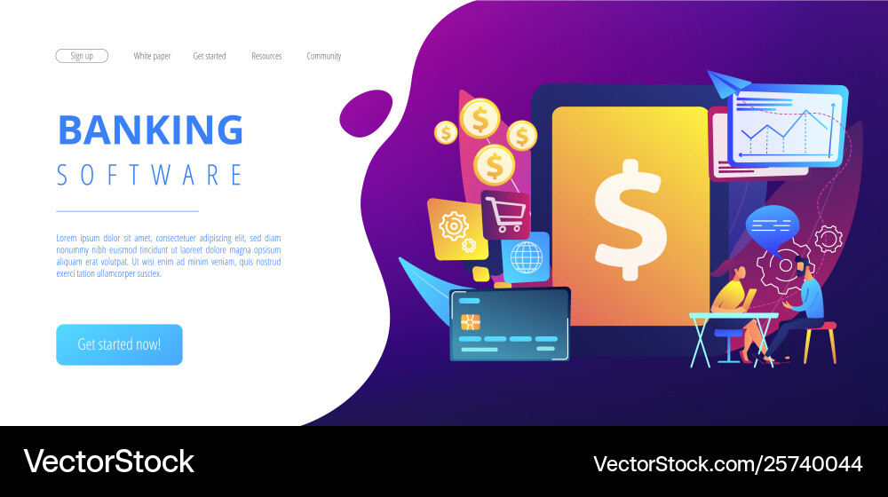 Core banking it system concept landing page Vector Image