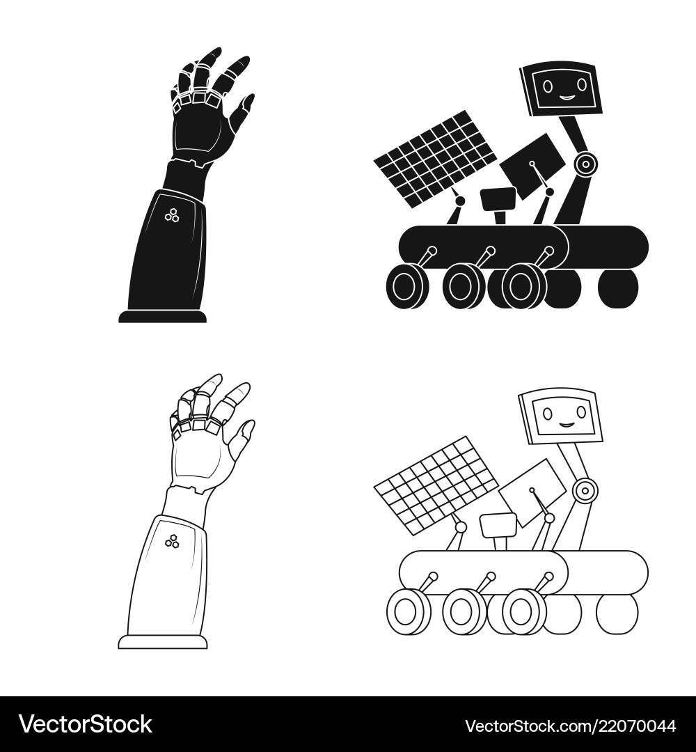 Design of robot and factory symbol Design of robot and factory symbol vector image