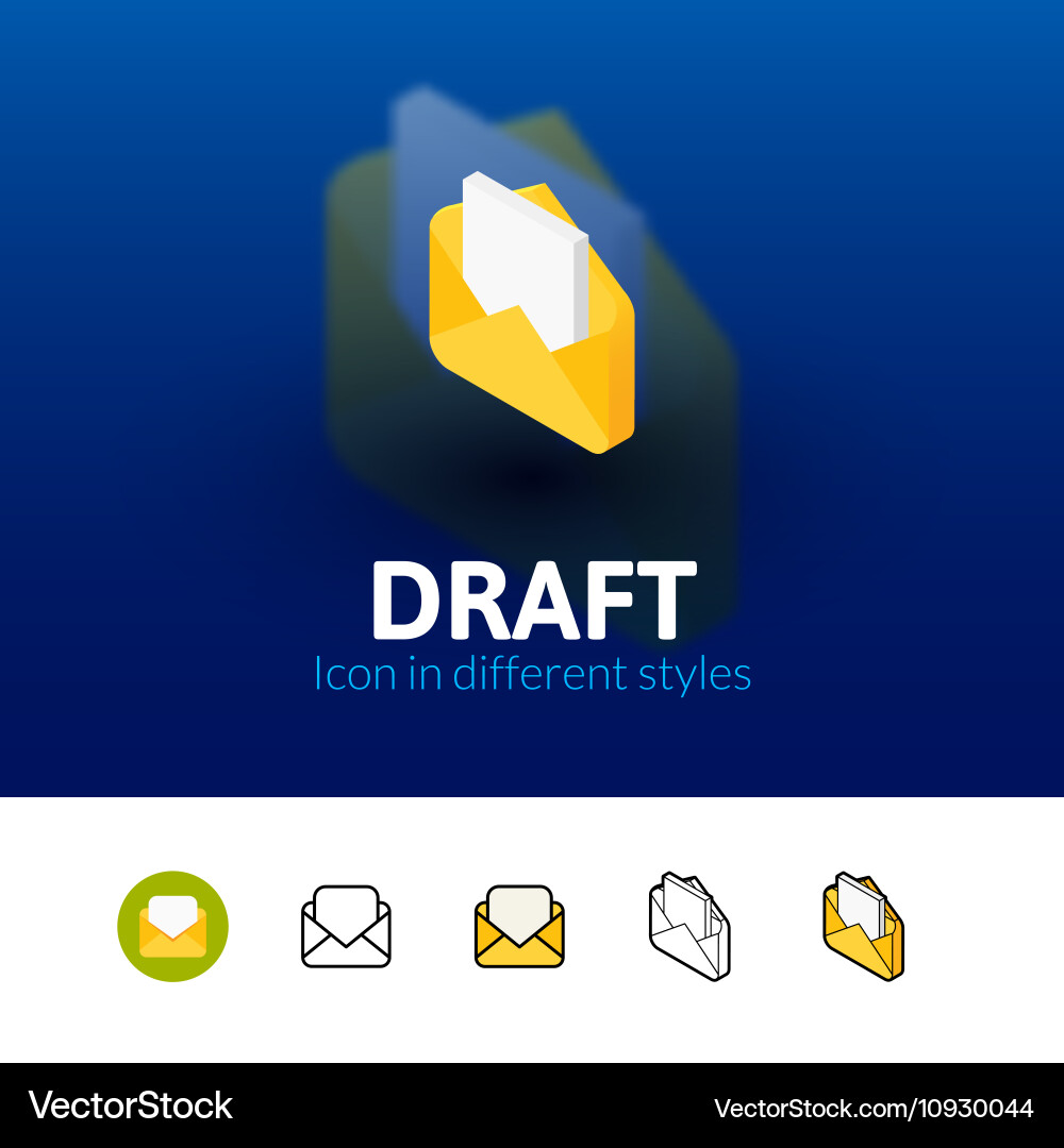 Draft icon in different style Vector Image