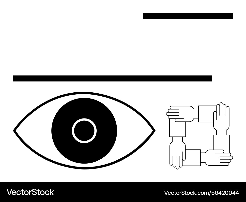 Eye symbol with connected hands emphasizing unity Eye symbol with connected hands emphasizing unity vector image