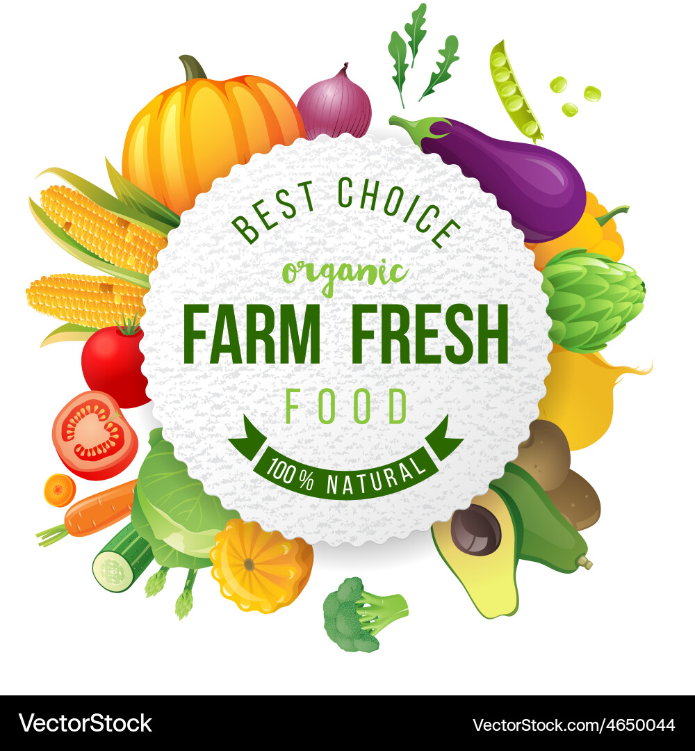 Fresh Vegetable Emblem Vector Image