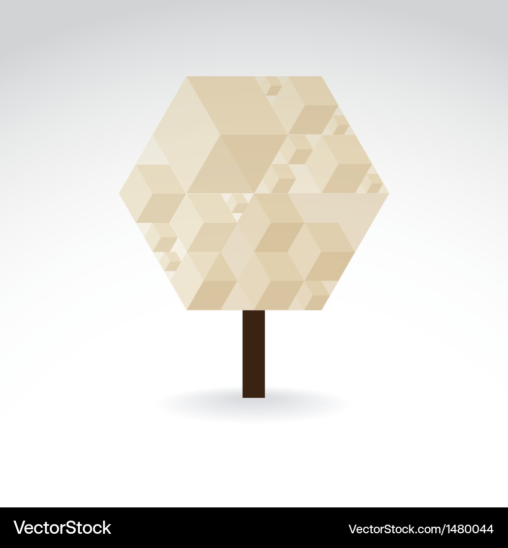 Geometric Tree Cube Vector Image