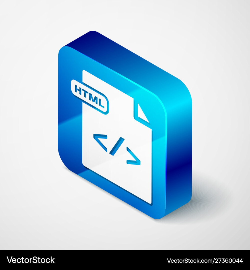 Isometric html file document download button vector image