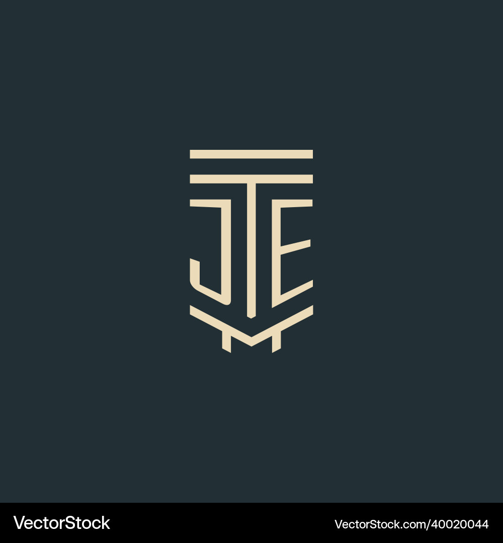 Je initial monogram with simple line art pillar Je initial monogram with simple line art pillar vector image