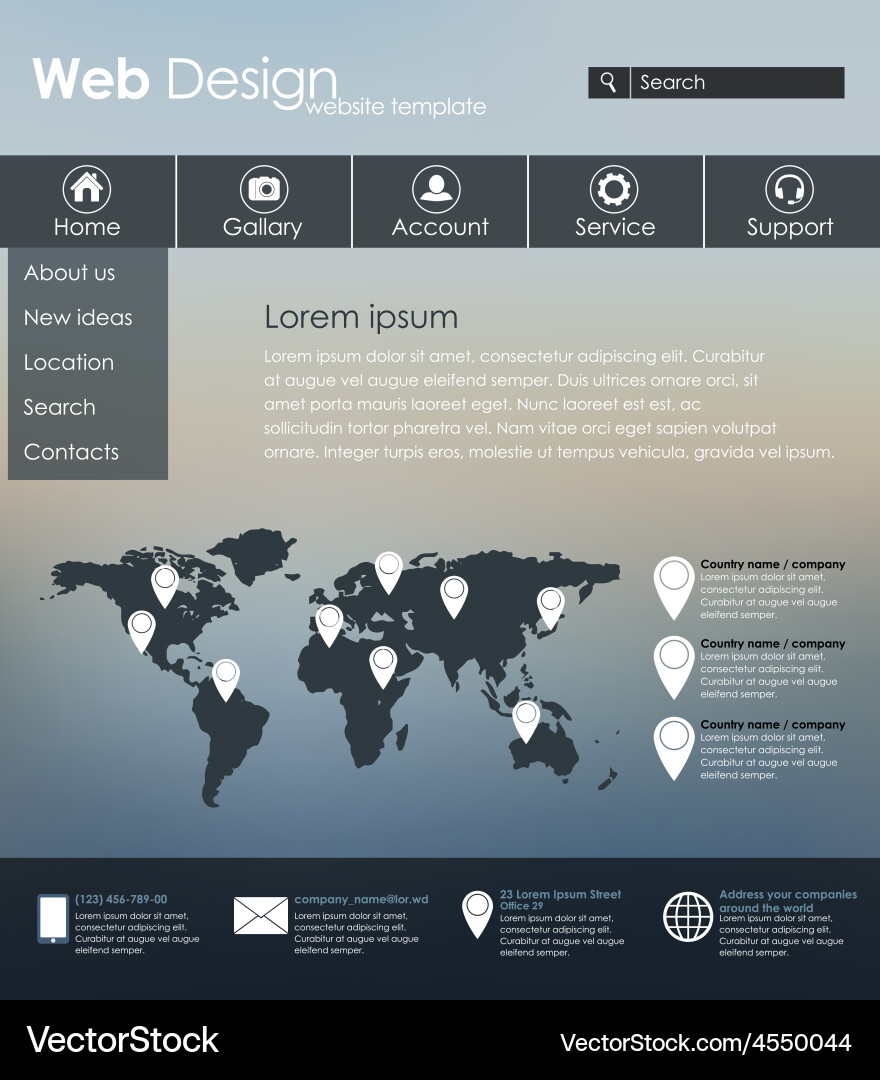 Menu design for web site vector image