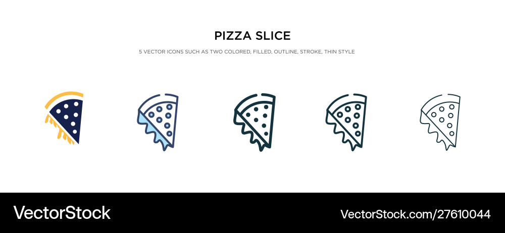 Pizza slice icon in different style two colored vector image