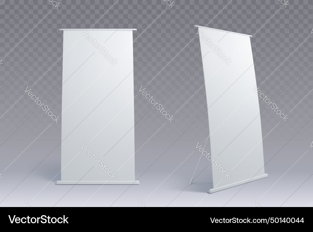 Promo white empty information roll up board Promo white empty information roll up board vector image