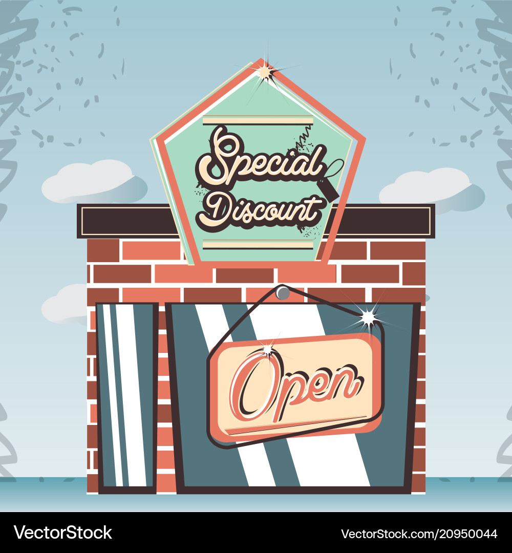 Retro store building front Vector Image