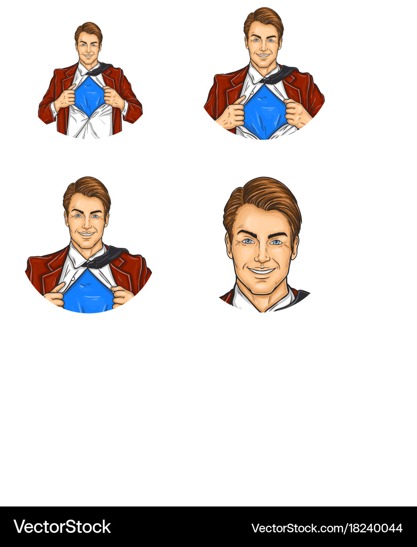 Set of pop art round avatar icons for users vector image
