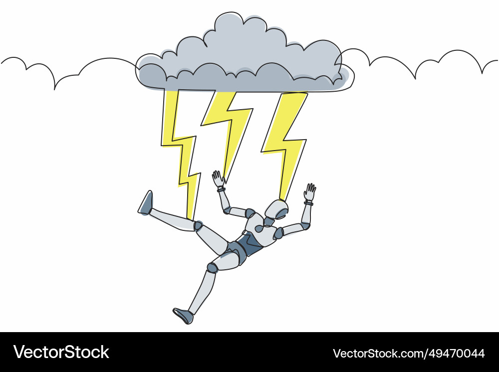 Single continuous line drawing robot struck Single continuous line drawing robot struck Vector Image