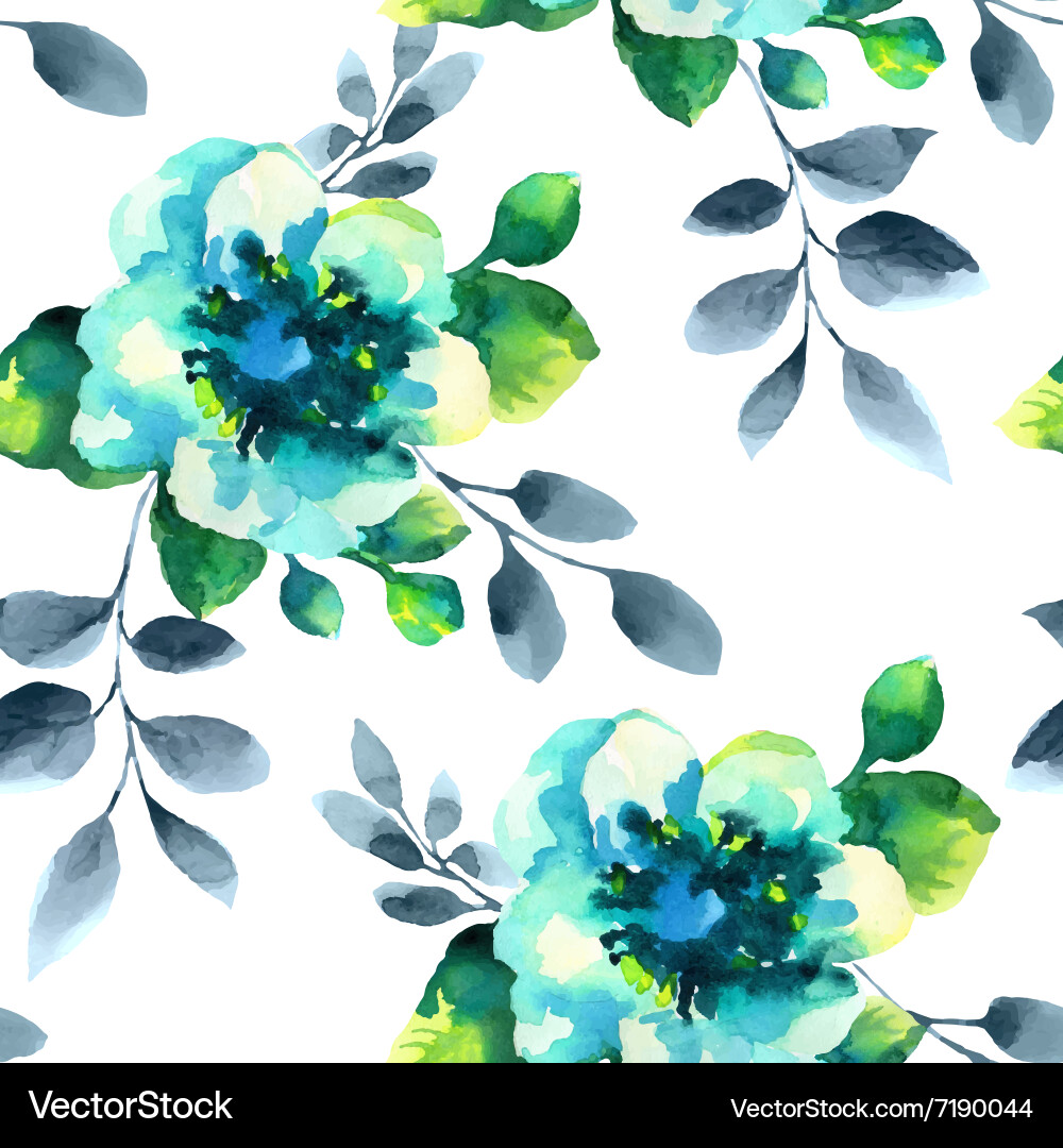 Watercolor Floral Seamless Pattern vector image
