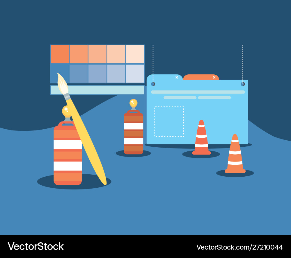 Website under construction with desktop computer Website under construction with desktop computer Vector Image