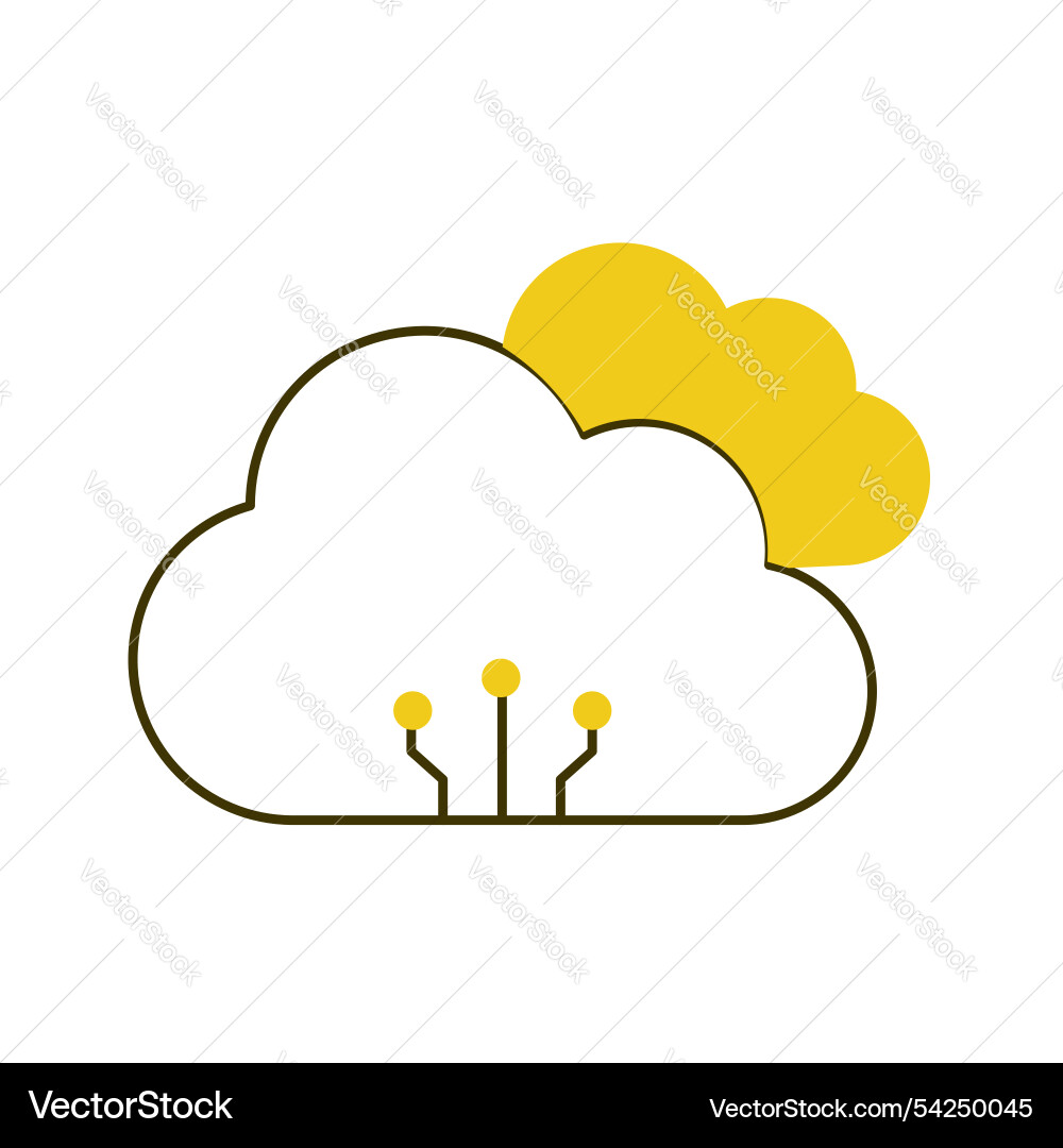 Ai and cloud technology chip icon processor vector image
