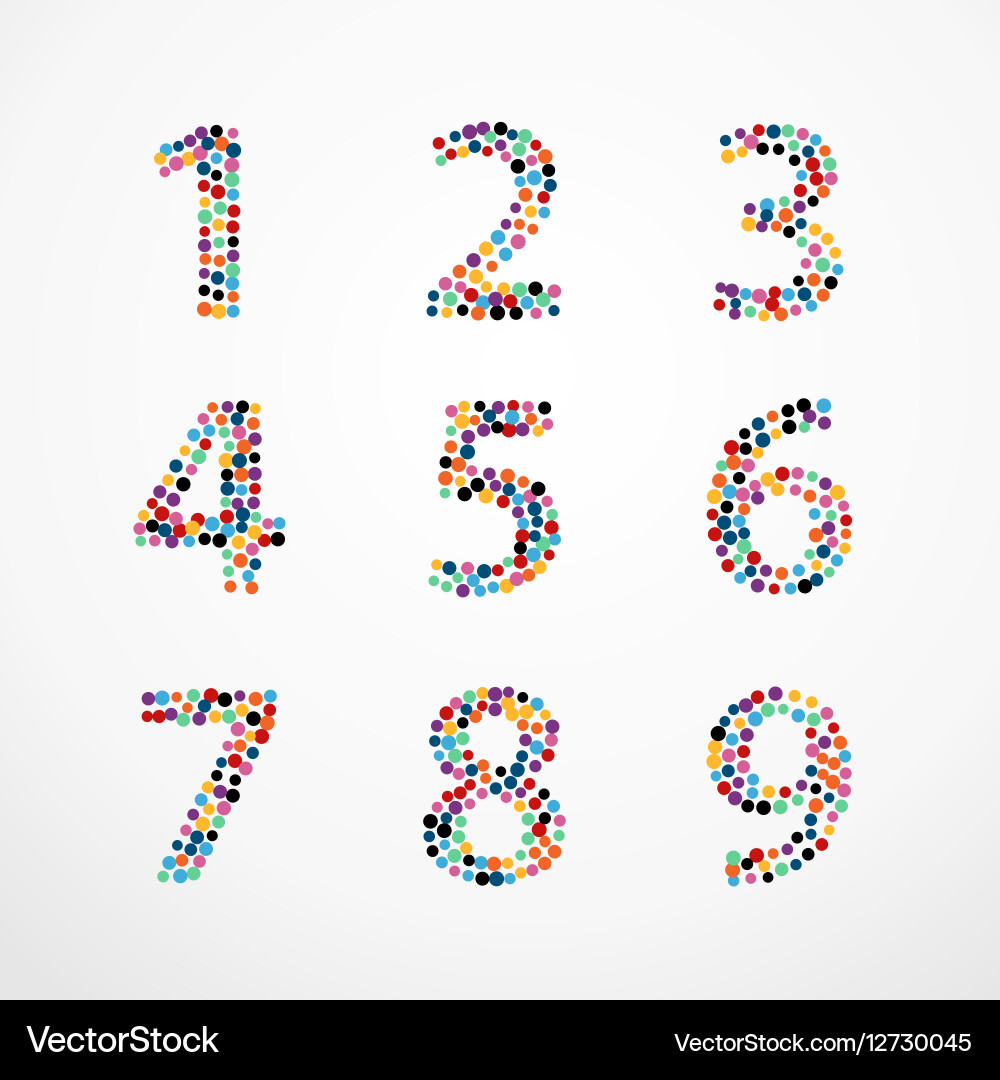 Alphabet circle color point style set Vector Image