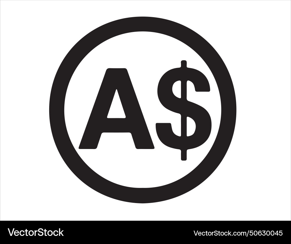 Australian dollar currency sign silhouette Australian dollar currency sign silhouette vector image