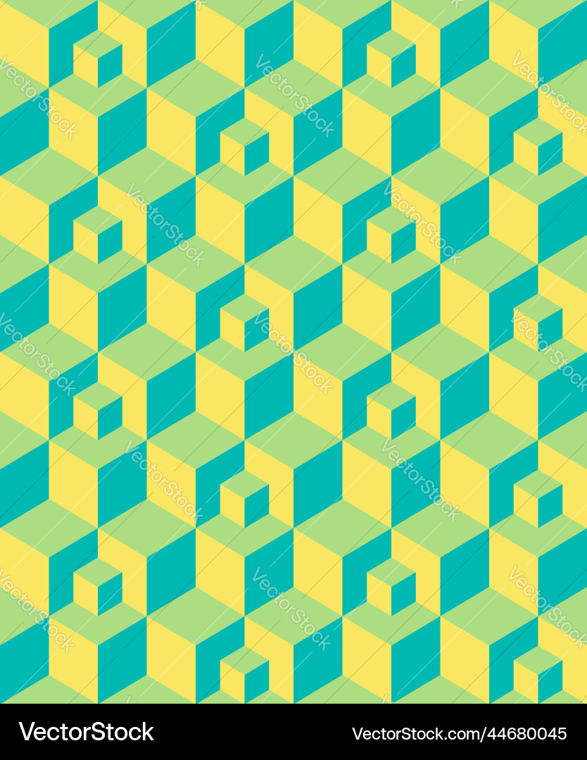 Background geometric pattern cube shape yellow vector image