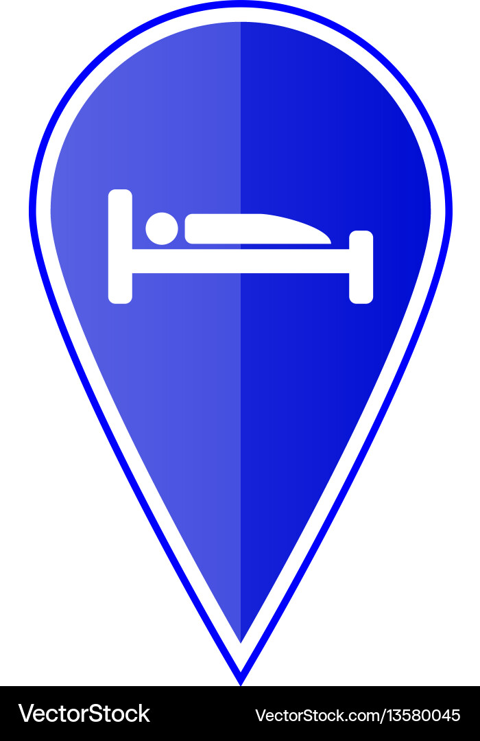 Blue map pointer with hotel location Blue map pointer with hotel location vector image