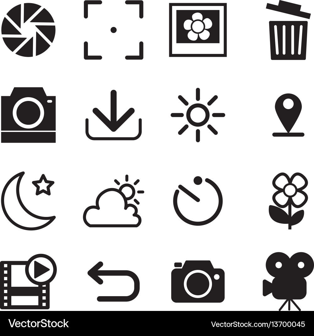 Camera and menu icons with white background Camera and menu icons with white background vector image