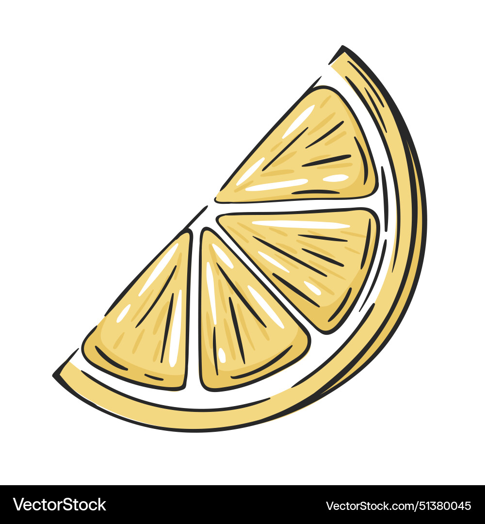 Cartoon Lemon Slice (51380045) – Royalty-Free Vector | VectorStock, image size:1000x1080