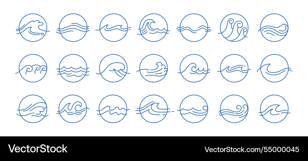 Circular Wave Icons - Water Doodle Vector Image