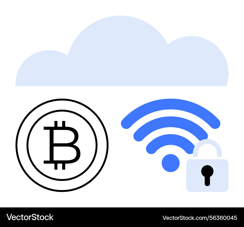 Cloud computing with cryptocurrency wireless tech Cloud computing with cryptocurrency wireless tech Vector Image