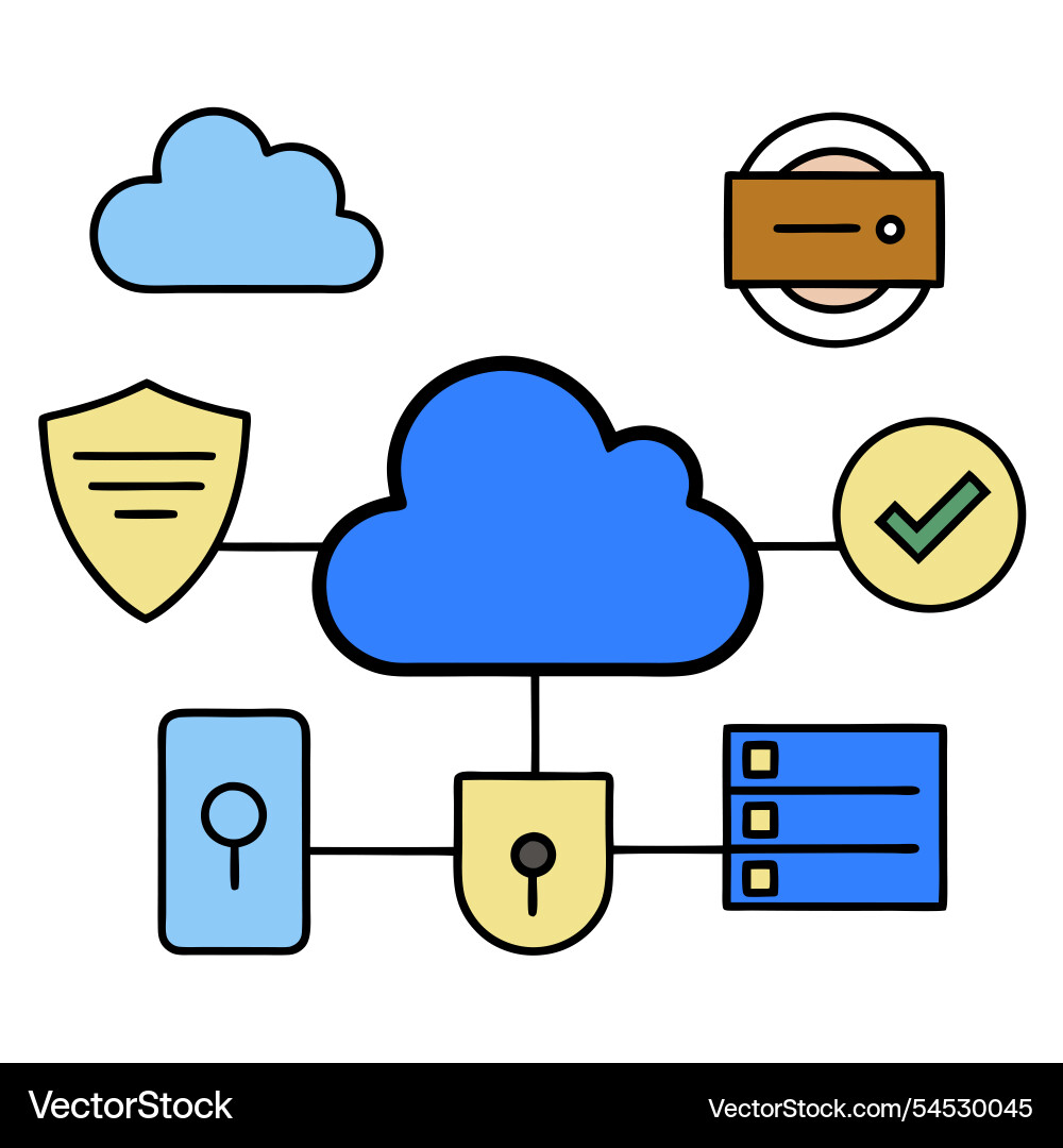 Cloud server security concept ideal for tech Vector Image